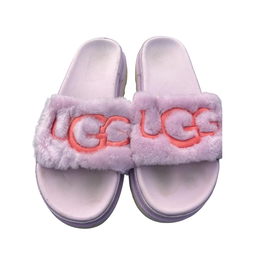 UGG Laton fluffy platform fur slides pink/purple shoes